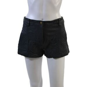 Thakoon Addition Unisex Biker Lambskin Shorts Black Size 6